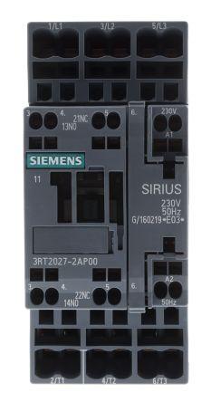 Siemens SIRIUS Innovation 3RT2 Contactor, 230 V ac Coil, 3 Pole, 32 A, 15 kW, 3NO