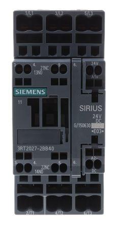 Siemens SIRIUS Innovation 3RT2 Contactor, 24 V dc Coil, 3 Pole, 32 A, 15 kW, 3NO