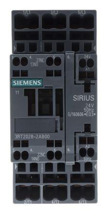 Siemens SIRIUS Innovation 3RT2 Contactor, 24 V ac Coil, 3 Pole, 38 A, 18.5 kW, 3NO