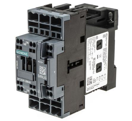 Siemens SIRIUS Innovation 3RT2 Contactor, 24 V dc Coil, 3 Pole, 38 A, 18.5 kW, 3NO