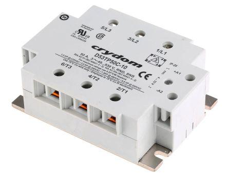 Sensata/Crydom Solid State Relay, 50 A rms Load, Panel Mount, 530 V ac Load, 32 V dc Control, D53TP50C-10