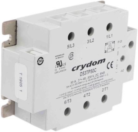 Sensata/Crydom 53TP Series Solid State Relay, 50 A rms Load, Panel Mount, 530 V ac Load, 32 V dc Control, D53TP50C