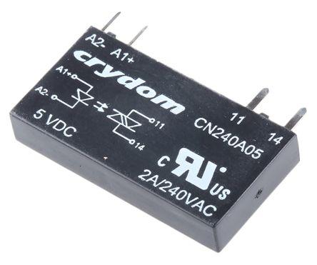 Sensata/Crydom CN Series Solid State Relay, 2 A Load, PCB Mount, 280 V ac Load, 12 V dc Control, CN240A05