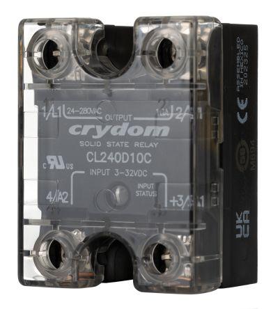 Sensata/Crydom CL Series Solid State Relay, 10 A rms Load, Panel Mount, 280 V rms Load, 32 V dc Control, CL240D10C