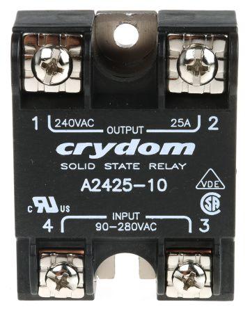 Sensata/Crydom Series 1 240 VAC Series Solid State Relay, 25 A Load, Panel Mount, 280 V rms Load, 280 V ac Control, A2425-10