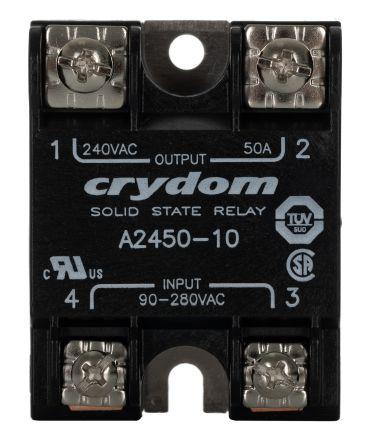 Sensata/Crydom Series 1 240 VAC Series Solid State Relay, 50 A Load, Panel Mount, 280 V rms Load, 280 V ac Control, A2450-10