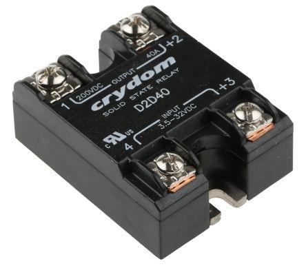 Sensata/Crydom 1-DC Series Solid State Relay, 40 A Load, Surface Mount, 200 V dc Load, 32 V dc Control, D2D40