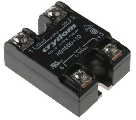 Sensata/Crydom HA AND HD Series Solid State Relay, 50 A Load, Panel Mount, 530 V rms Load, 32 V dc Control, HD4850-10