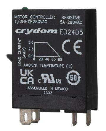 Sensata/Crydom ED Series Solid State Relay, 5 A Load, DIN Rail Mount, 280 V rms Load, 15 V dc Control, ED24D5