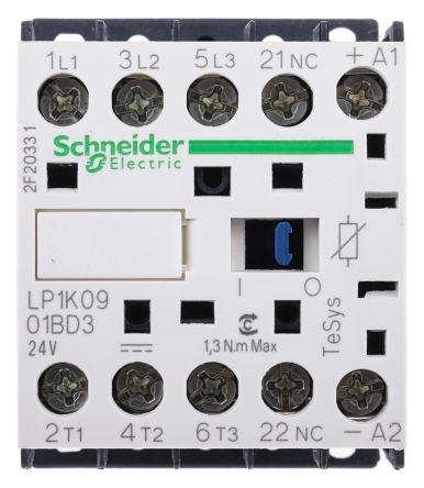 Schneider Electric TeSys K LP1K Contactor, 24 V dc Coil, 3 Pole, 9 A, 3NO