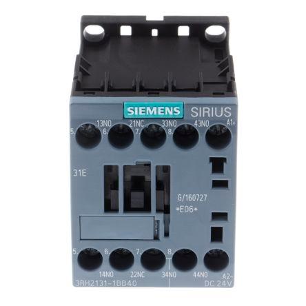 Siemens SIRIUS Innovation 3RH2 Contactor, 24 V dc Coil, 4 Pole, 10 A, 24 V dc Control, 3NO + 1NC