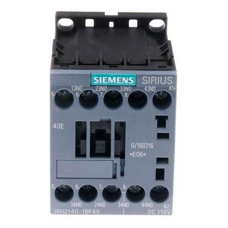 Siemens SIRIUS Innovation 3RH2 Contactor, 110 V dc Coil, 4 Pole, 10 A, 4NO