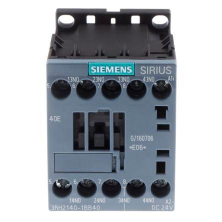 Siemens SIRIUS Innovation 3RH2 Contactor, 24 V dc Coil, 4 Pole, 10 A, 4NO