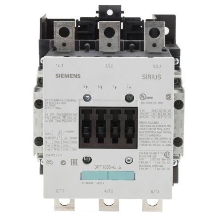 Siemens SIRIUS Classic 3RT1 Contactor, 400 V ac Coil, 3 Pole, 150 A, 75 kW, 3NO