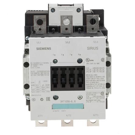 Siemens SIRIUS Classic 3RT1 Contactor, 230 V ac Coil, 3 Pole, 185 A, 90 kW, 220-240 V Control, 3NO