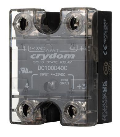 Sensata/Crydom Power Plus DC Series Solid State Relay, 40 A Load, Surface Mount, 72 V dc Load, 32 V dc Control, DC100D40C