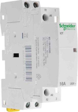 Schneider Electric Acti 9 ICT iCT Contactor, 230 V ac Coil, 2 Pole, 16 A, 1NO + 1NC