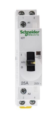 Schneider Electric Acti 9 ICT iCT Contactor, 230 V ac Coil, 2 Pole, 25 A, 2NO