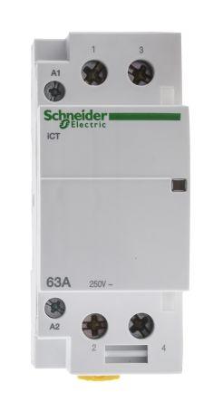 Schneider Electric Acti9 iCT iCT Contactor, 24 V ac Coil, 2 Pole, 63 A, 2NO