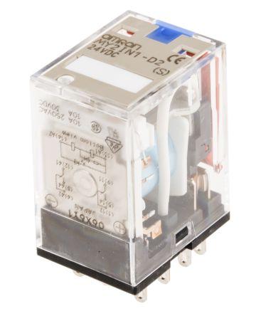 Relay, plug-in, 8-pin, DPDT, 10A, 24 VDC