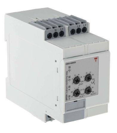 Carlo Gavazzi Phase, Voltage Monitoring Relay, 3, 3+N Phase, SPDT, 323 â†’ 550V ac, DIN Rail, DPC01DM48