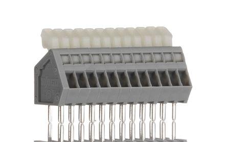 WAGO PCB Terminal Block, 12-Contact, 2.5mm Pitch, Through Hole Mount, 1-Row, Solder Termination