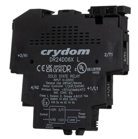 Sensata/Crydom DR Series Solid State Interface Relay, 32 V dc Control, 6 A dc Load, DIN Rail Mount, DR24D06X