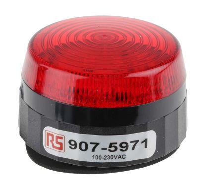 LED Beacon, Red, Low Prof, 110-230Vac