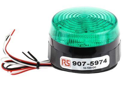 LED Beacon, Green, Low Prof, 10-100Vdc