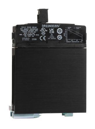 Sensata/Crydom DR22 Series Solid State Relay, 30 A Load, DIN Rail Mount, 600 V rms Load, 32 V dc Control, DR2260D30V
