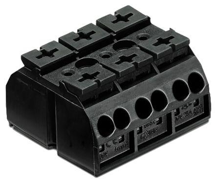 WAGO 862 Series Terminal Strip, 3-Way, 32A, 20 - 12 AWG, Wire, Push-In Cage Clamp Termination