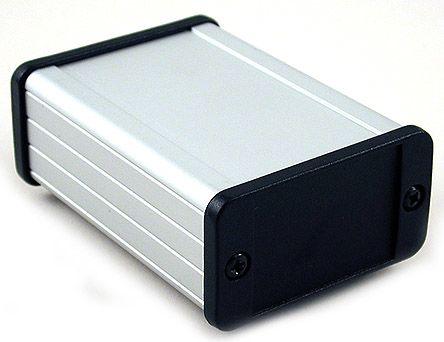 Hammond 1457 Series Silver Anodised Aluminium Enclosure, IP54, Black Lid, 62 x 88.39 x 33.93mm