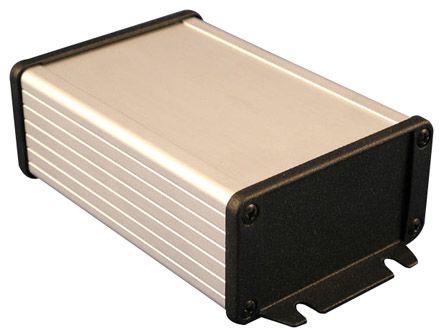 Hammond 1457 Series Silver Anodised Aluminium Enclosure, IP65, Flanged, Black Lid, 46.92 x 86.83 x 151mm