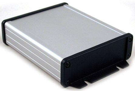 Hammond 1457 Series Silver Anodised Aluminium Enclosure, IP54, Flanged, Black Lid, 34.9 x 106.9 x 151.6mm