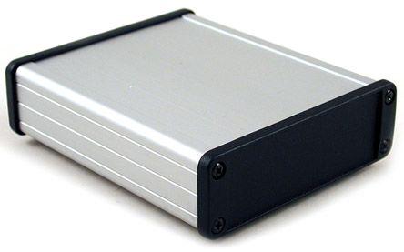 Hammond 1457 Series Silver Anodised Aluminium Enclosure, IP54, Black Lid, 107 x 131.2 x 34.9mm