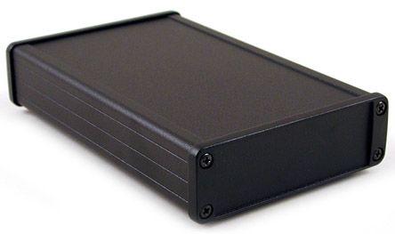 Hammond 1457 Series Black Aluminium Enclosure, IP54, Black Lid, 106.9 x 171.2 x 34.9mm