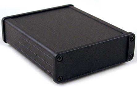Hammond 1457 Series Black Aluminium Enclosure, IP54, Black Lid, 107 x 131.2 x 34.9mm