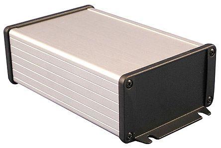 Hammond 1457 Series Silver Anodised Aluminium Enclosure, IP65, Flanged, Black Lid, 58.61 x 108 x 191mm