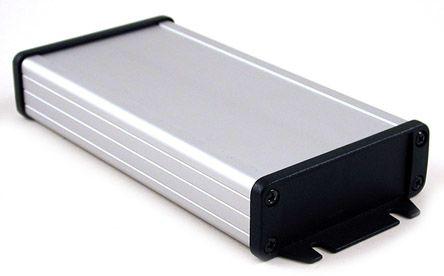 Hammond 1457 Series Silver Anodised Aluminium Enclosure, IP65, Flanged, Black Lid, 31.5 x 87 x 192.1mm