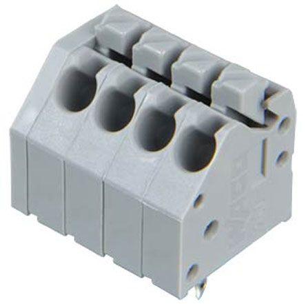 WAGO 250 Series PCB Terminal Block, 4-Pole, Female, 4-Way, PCB Mount, 10 (CSA) A, 5 (UL) A, 8 (IEC/EN 60664-1) A