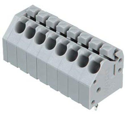 WAGO 250 Series PCB Terminal Strip, 8-Pole, Female, 8-Way, PCB Mount, 10 (CSA) A, 5 (UL) A, 8 (IEC/EN 60664-1) A