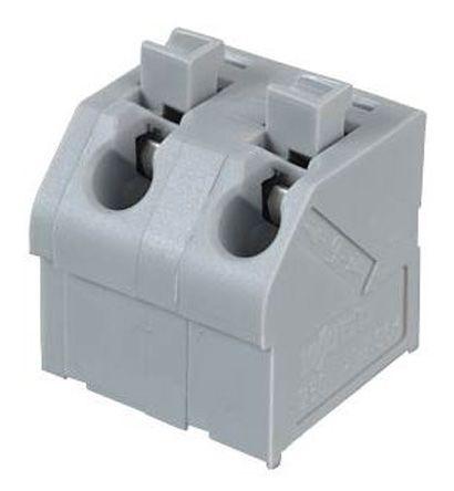 WAGO 250 Series PCB Terminal Strip, 2-Pole, Female, 2-Way, PCB Mount, 10 (CSA) A, 17.5 (IEC/EN 60664-1) A, 2 (UL) A