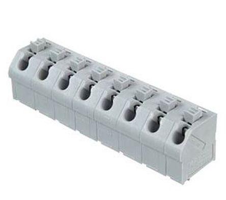 WAGO 250 Series PCB Terminal Strip, 8-Pole, Female, 8-Way, PCB Mount, 10 (CSA) A, 17.5 (IEC/EN 60664-1) A, 2 (UL) A