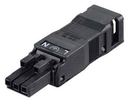 WAGO 890 Series WINSTA MINI Socket, 3-Pole, Female, 3-Way, Cable Mount, 16A, IP40