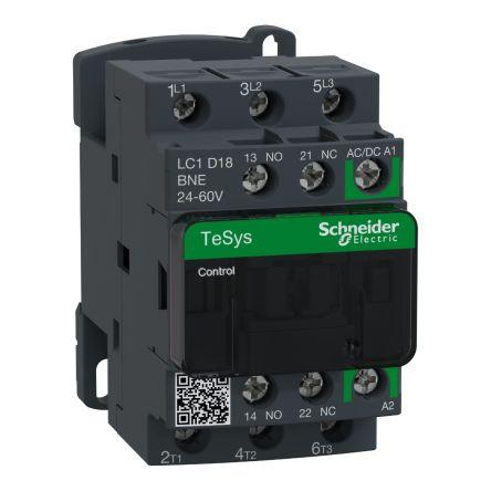 Schneider Electric TeSys D LC1D Contactor, 24 V ac/dc Coil, 3 Pole, 18 A, 7.5 kW, 3NO