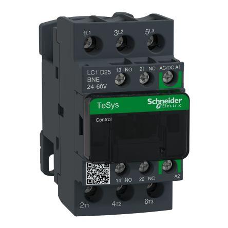 Schneider Electric TeSys D LC1D Contactor, 24 V ac/dc Coil, 3 Pole, 25 A, 11 kW, 3NO