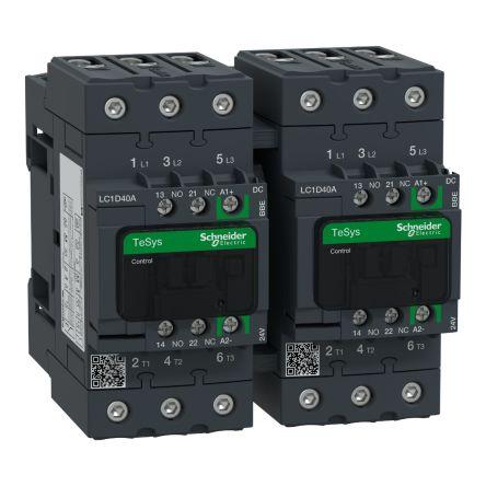 Schneider Electric TeSys D LC2D Reversing Contactor, 24 V dc Coil, 3 Pole, 40 A, 18.5 kW, 3NO