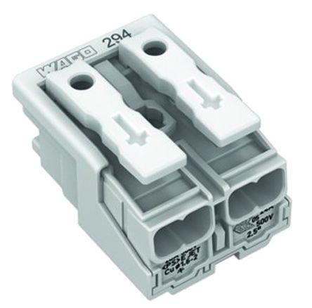 WAGO 294 Series Power Supply Connector, 2-Pole, Female, 24A