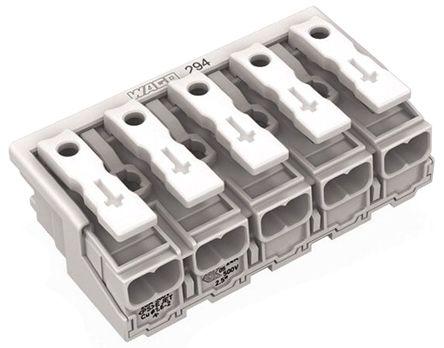 WAGO 294 Series Power Supply Connector, 5-Pole, Female, 24A