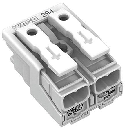 WAGO 294 Series Power Supply Connector, 2-Pole, Female, 24A